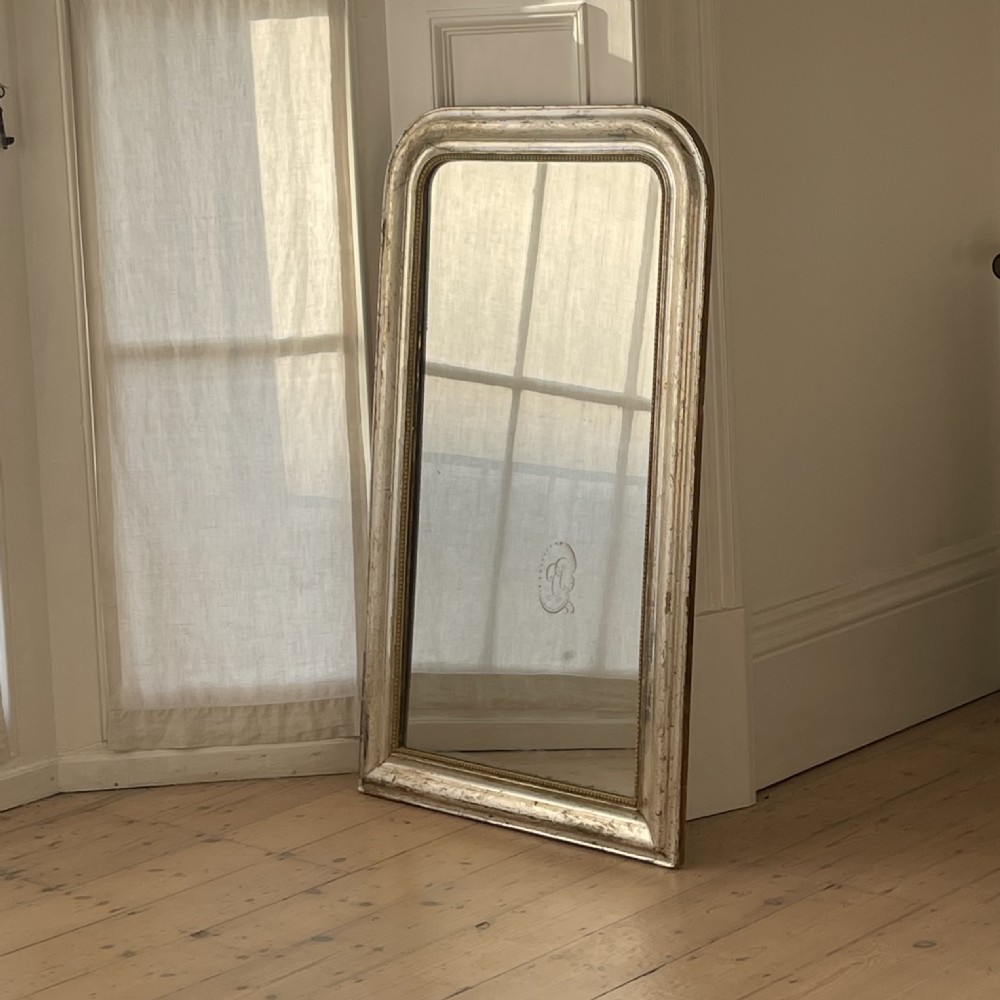 Antique French silver gilt mirror c1800 - mercury glass  View III