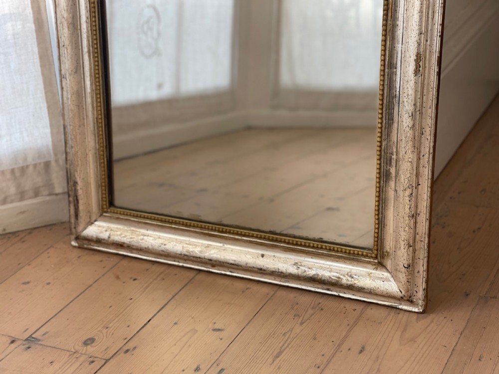 Antique French silver gilt mirror c1800 - mercury glass  View V