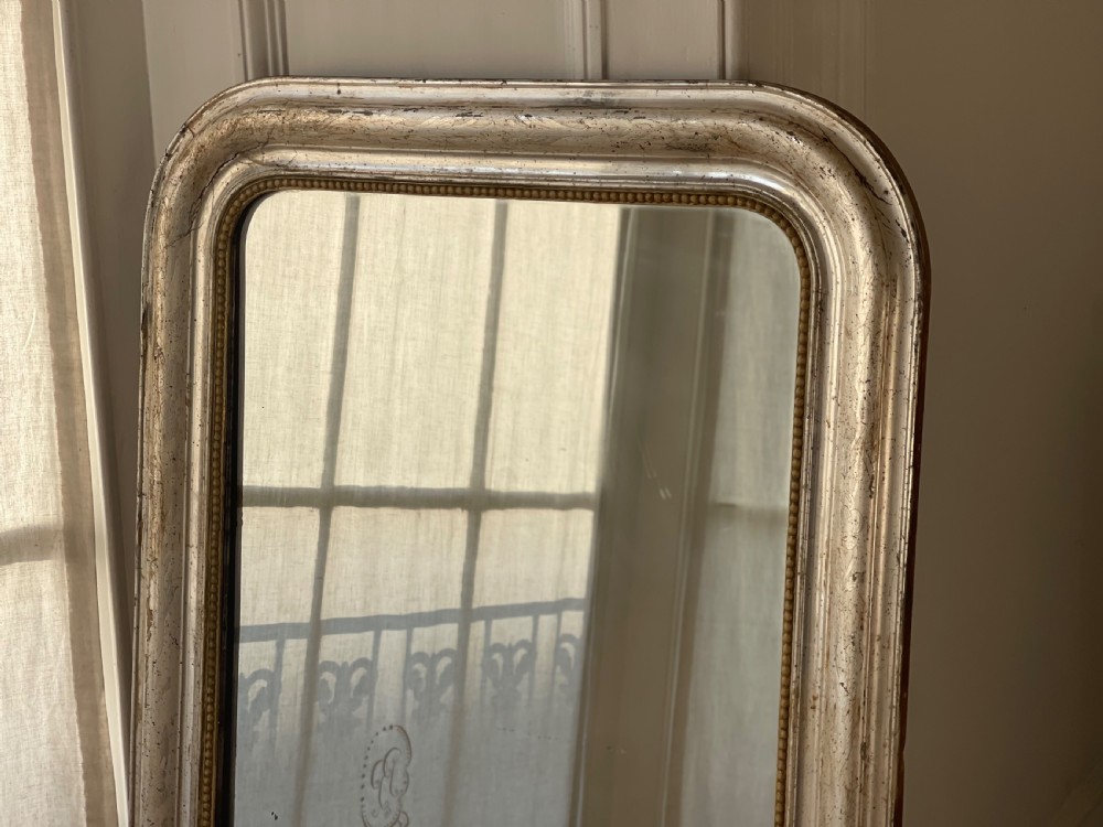 Antique French silver gilt mirror c1800 - mercury glass  View VI