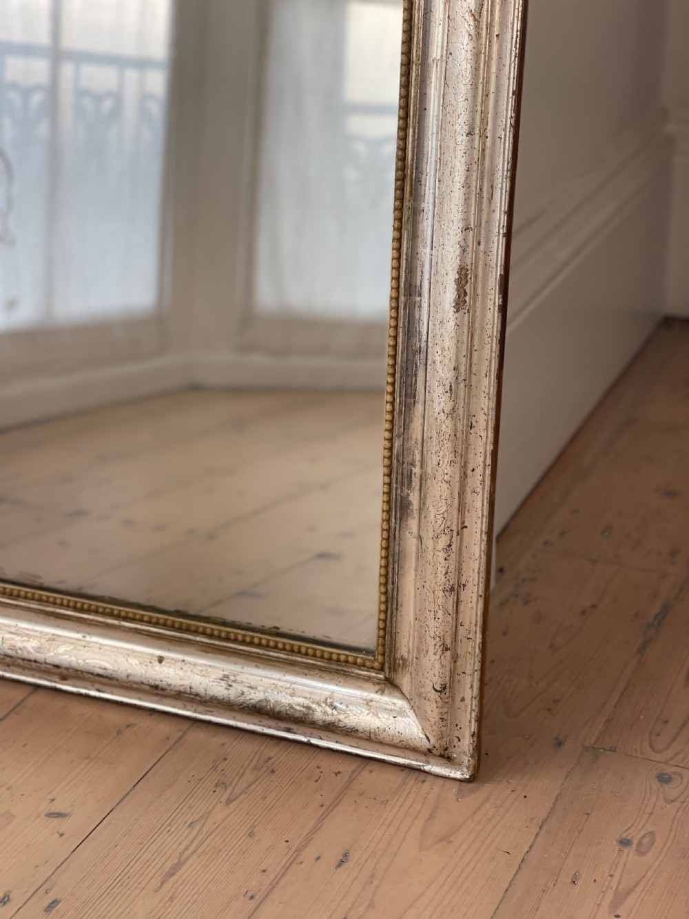 Antique French silver gilt mirror c1800 - mercury glass  View VII