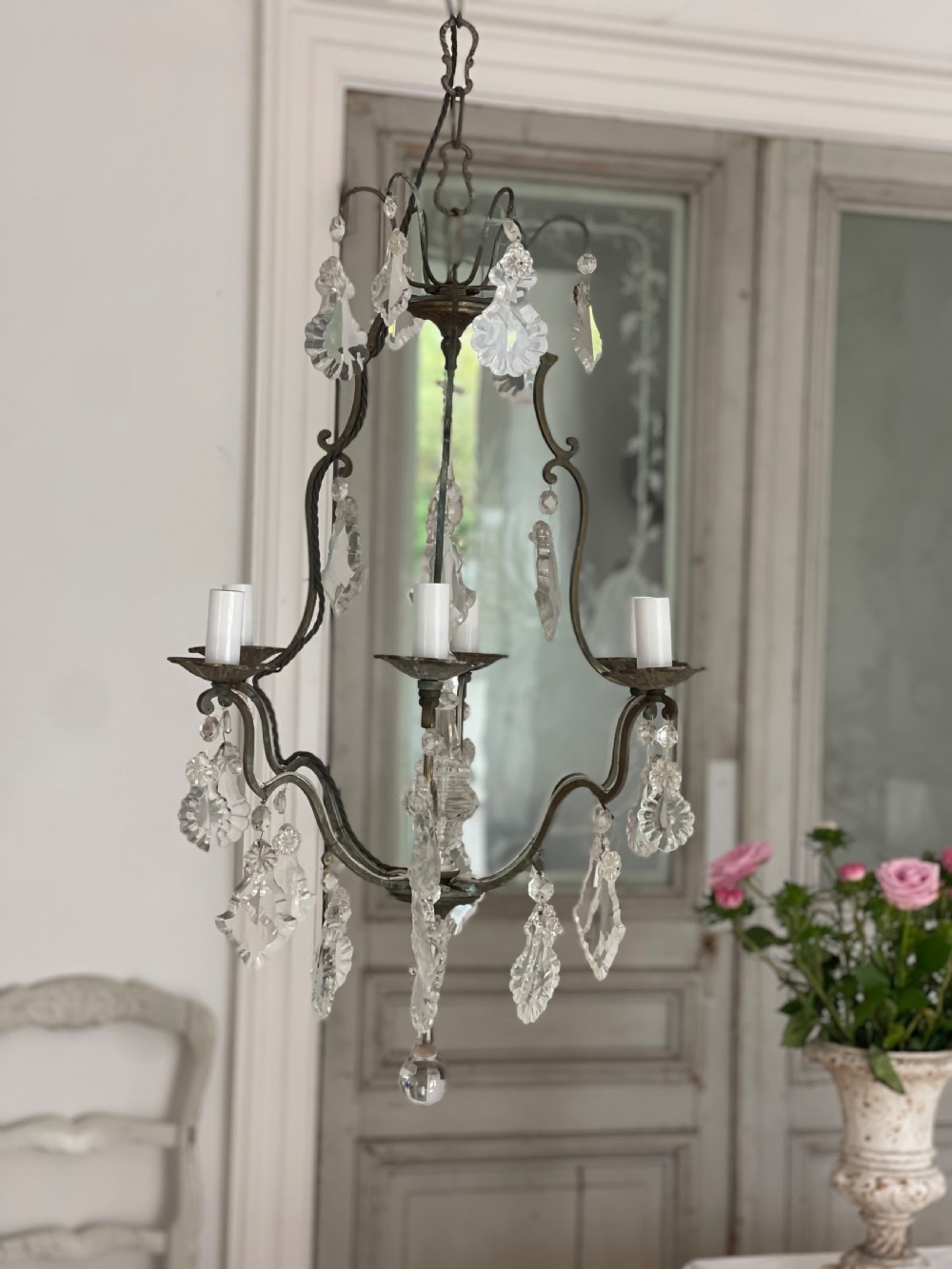 Antique French Crystal cage chandelier  View VI
