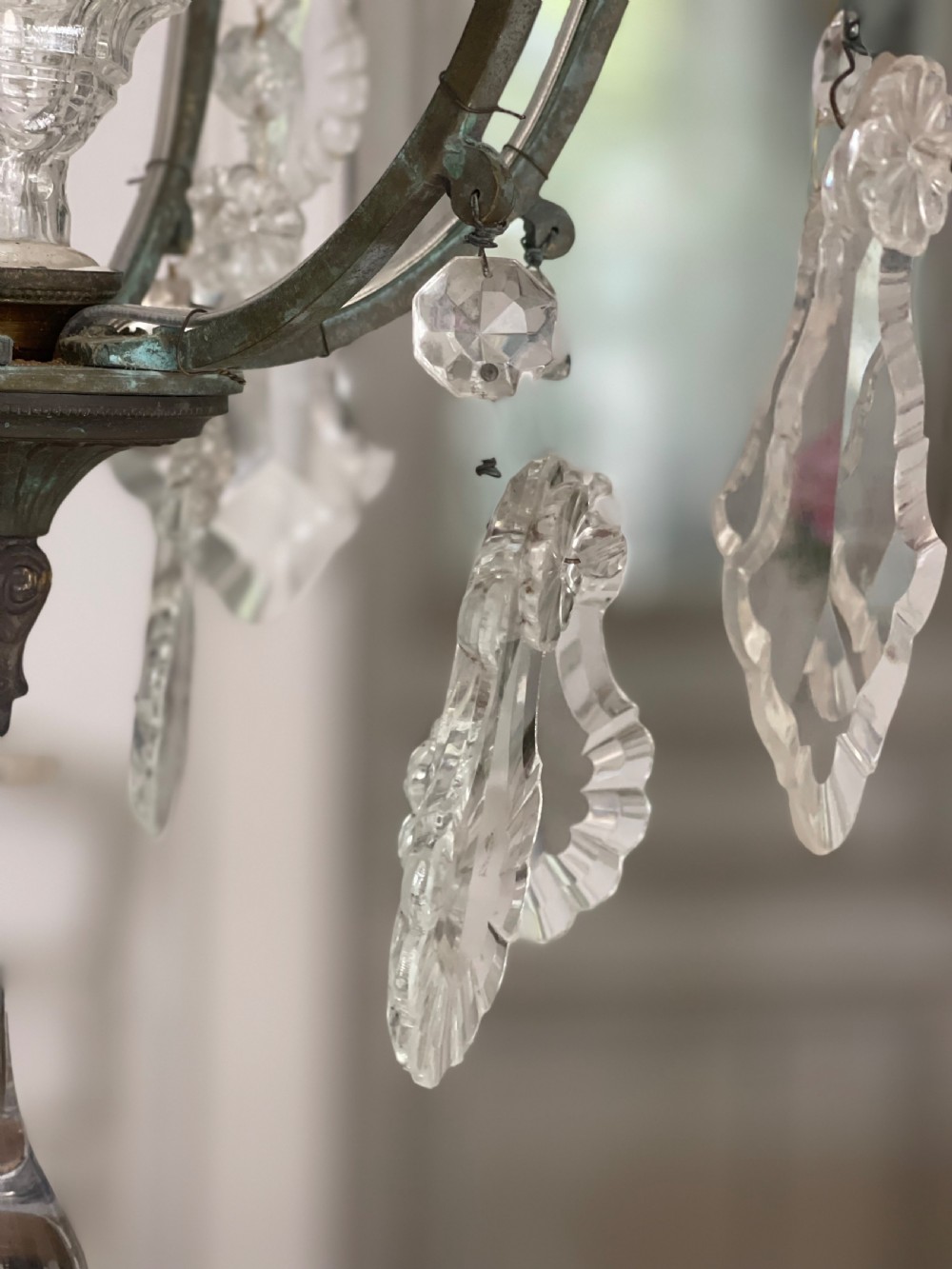 Antique French Crystal cage chandelier  View XIII