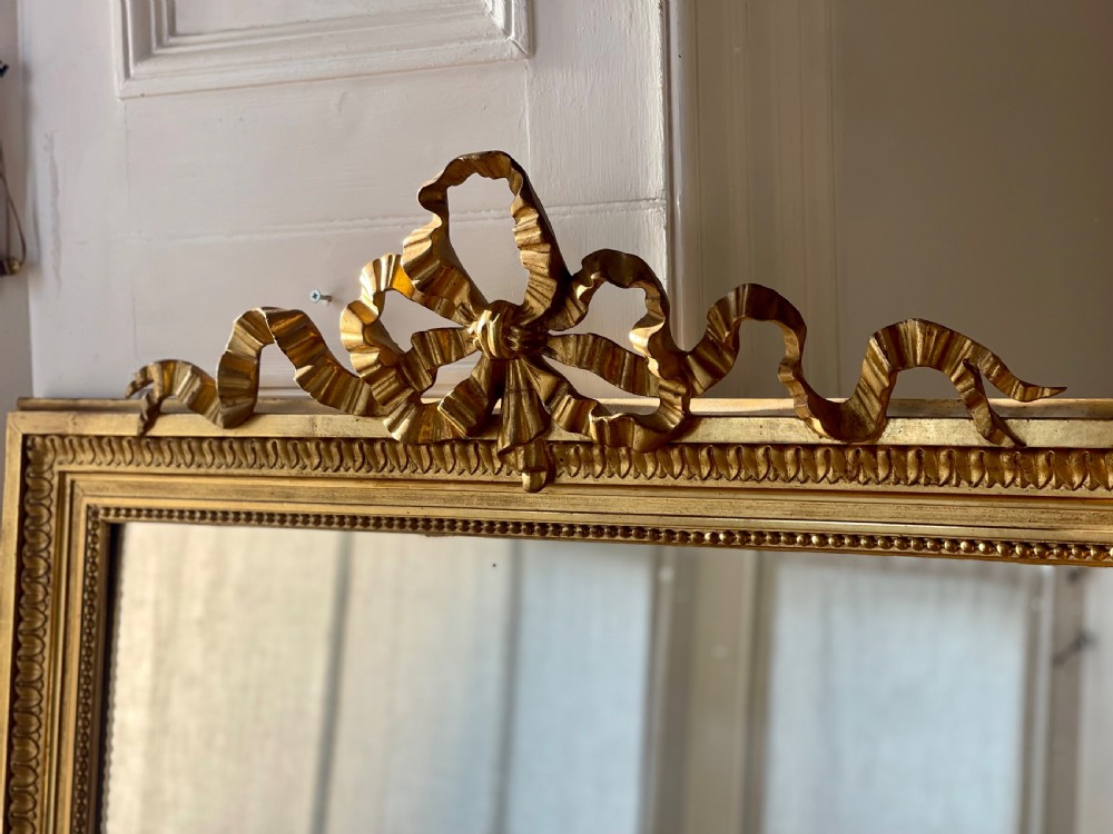 Antique French gilt Louis XVI ribbon mirror View II