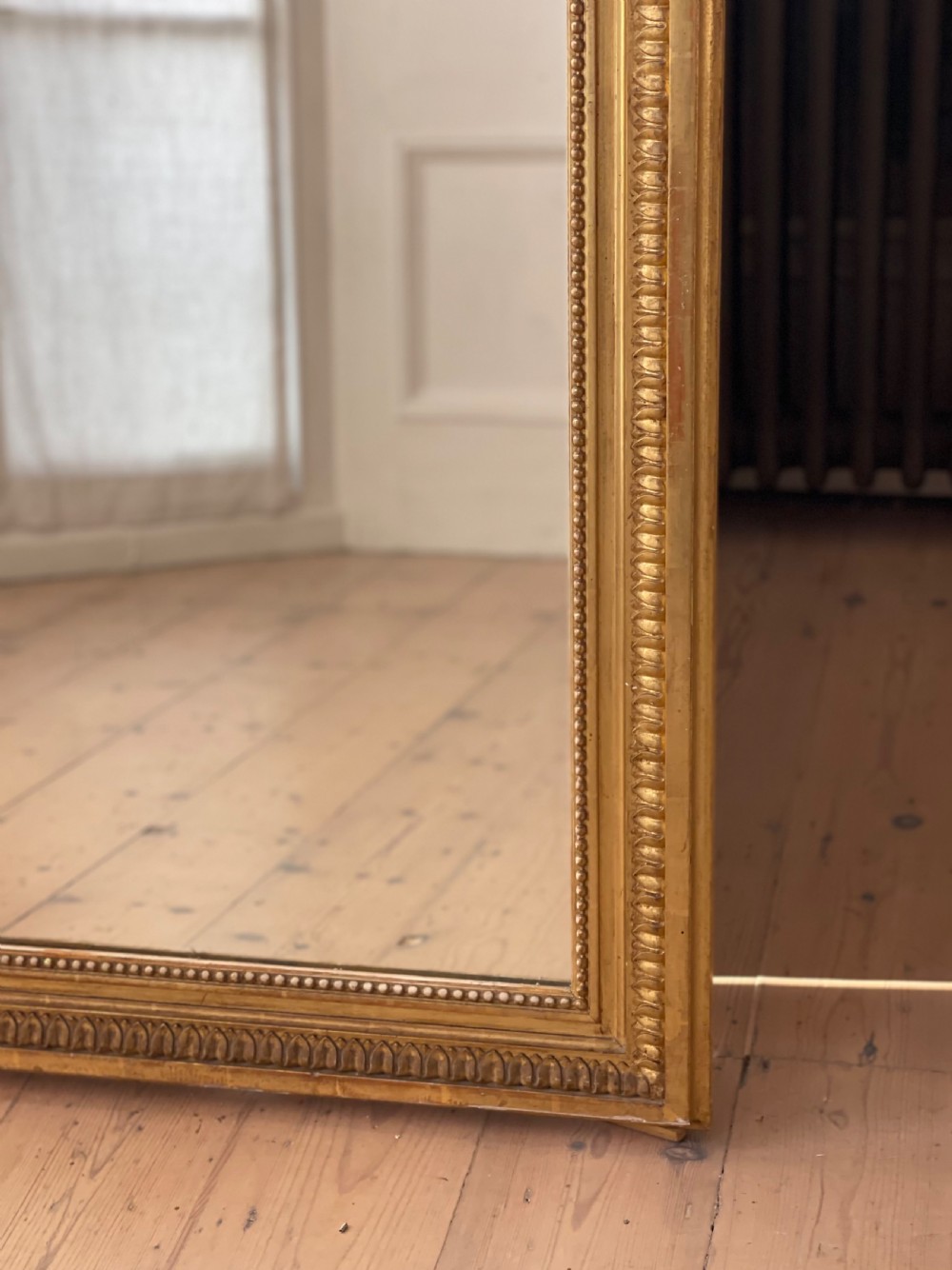 Antique French gilt Louis XVI ribbon mirror View V