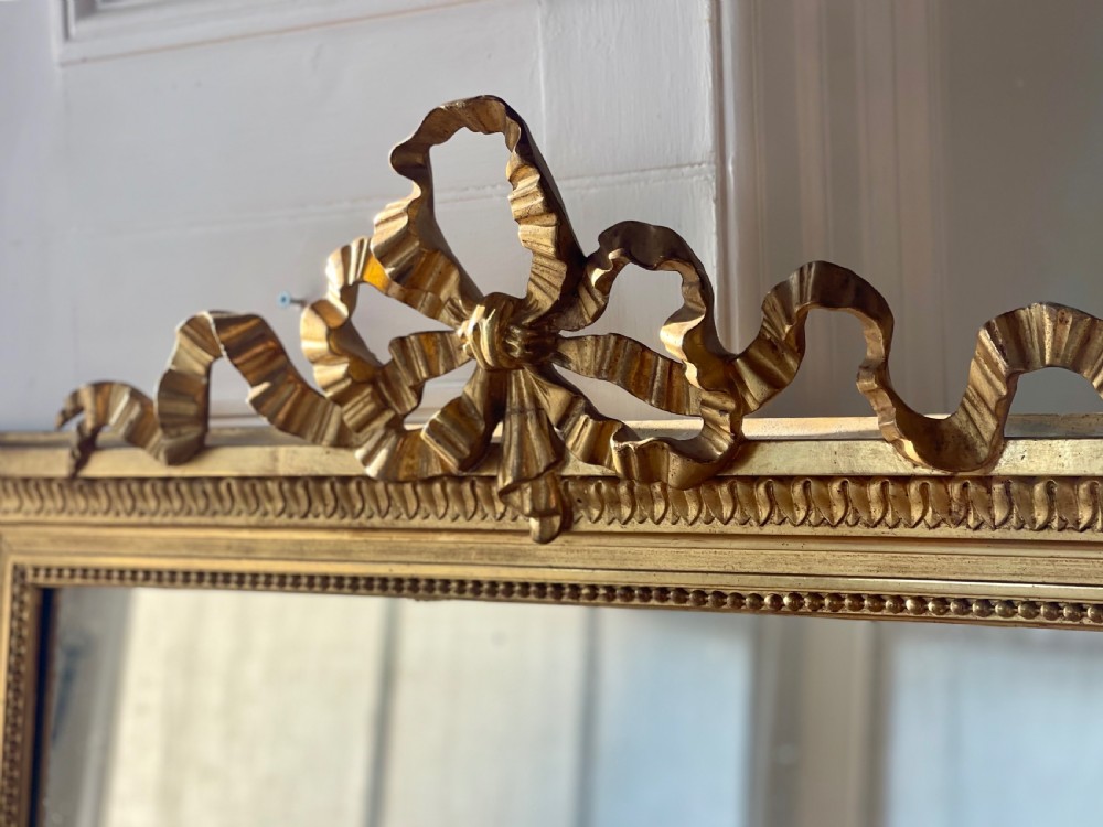 Antique French gilt Louis XVI ribbon mirror View X