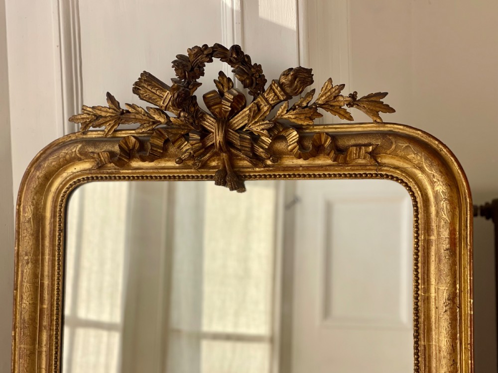 Antique French gilt Louis XVI mirror View III