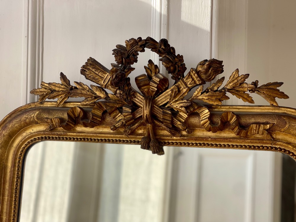 Antique French gilt Louis XVI mirror View VI