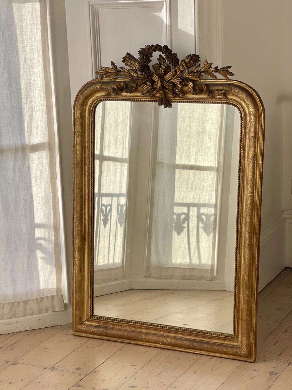 Antique French gilt Louis XVI mirror View VIII