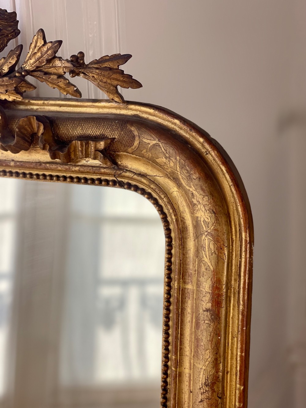 Antique French gilt Louis XVI mirror View X