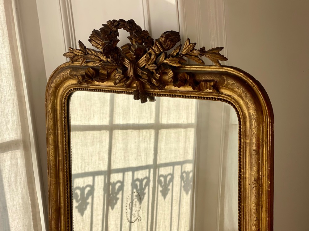 Antique French gilt Louis XVI mirror View XI