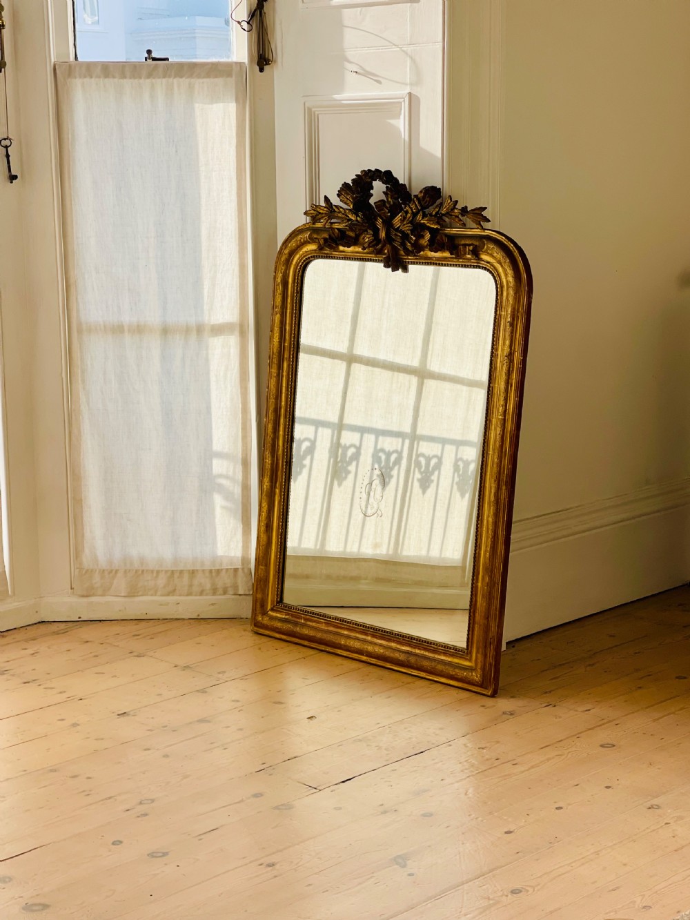 Antique French gilt Louis XVI mirror View XIII