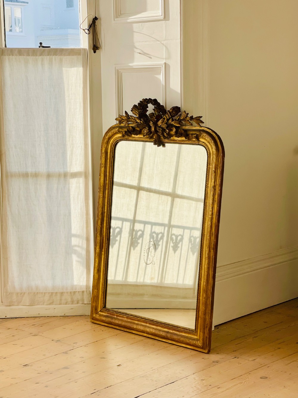 Antique French gilt Louis XVI mirror View XIV