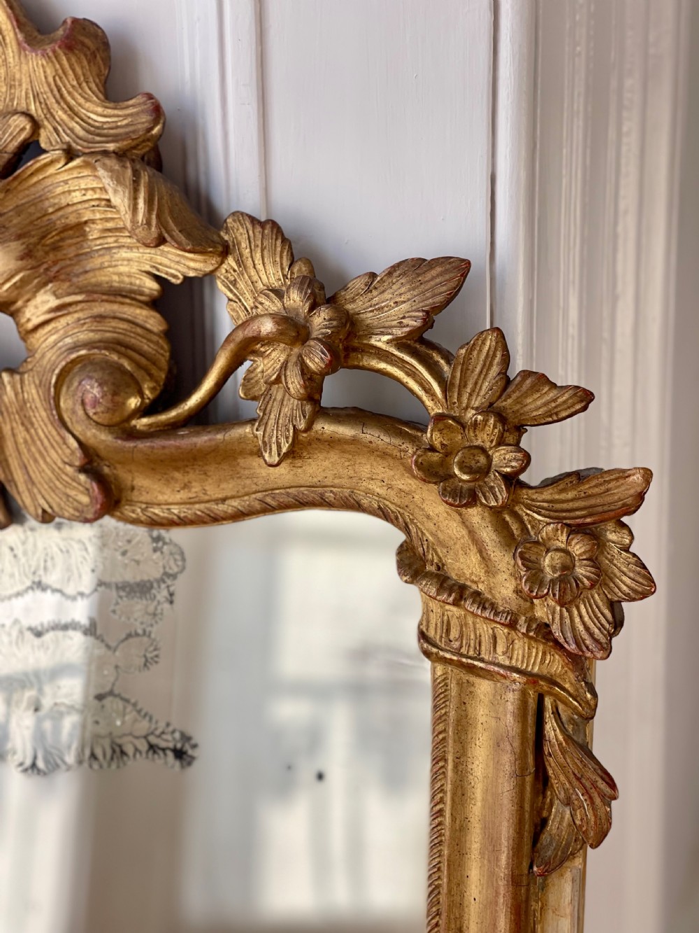 18th century French gilt wood marriage mirror View II