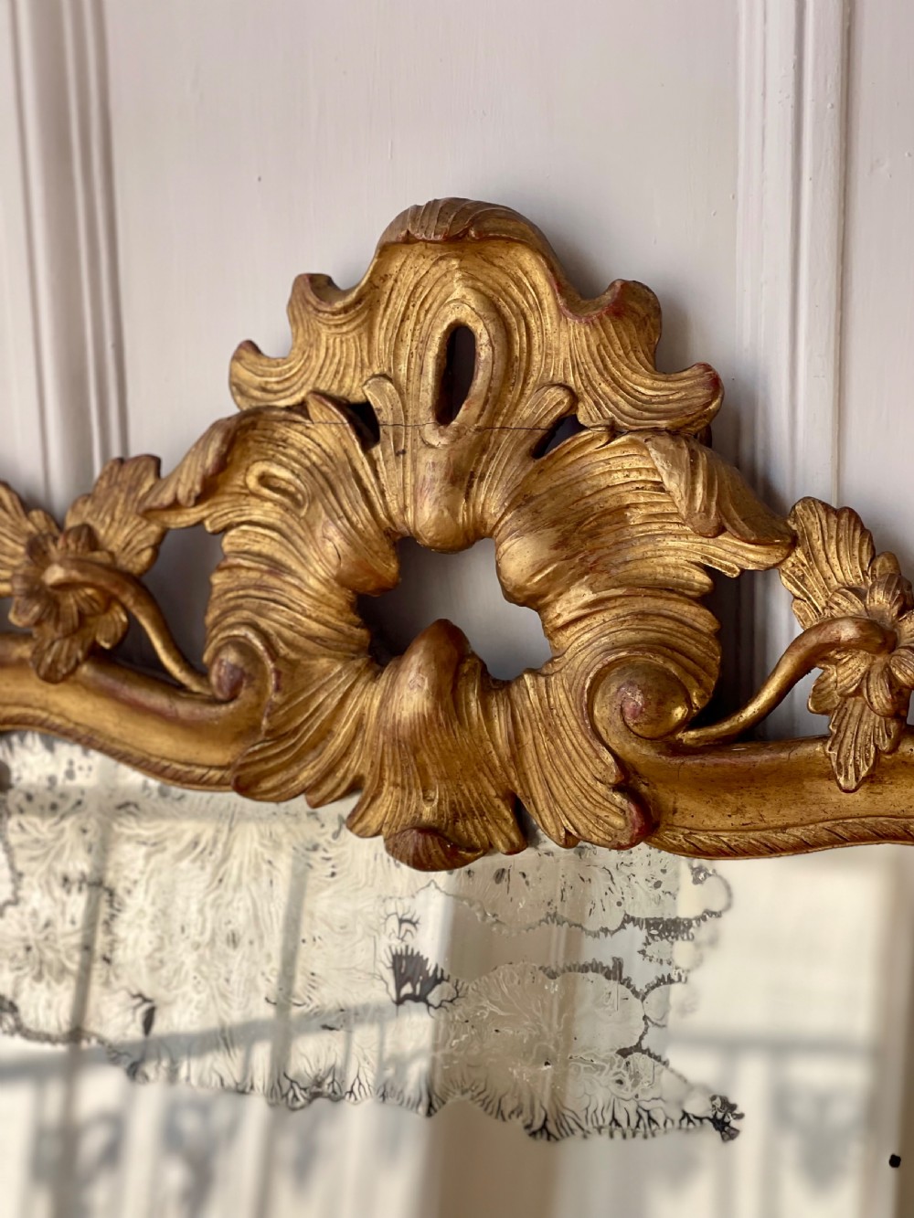 18th century French gilt wood marriage mirror View III