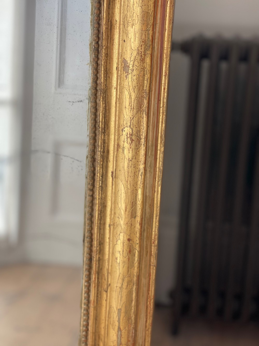 Antique French gilt Louis Philippe mirror - mercury glass View IV