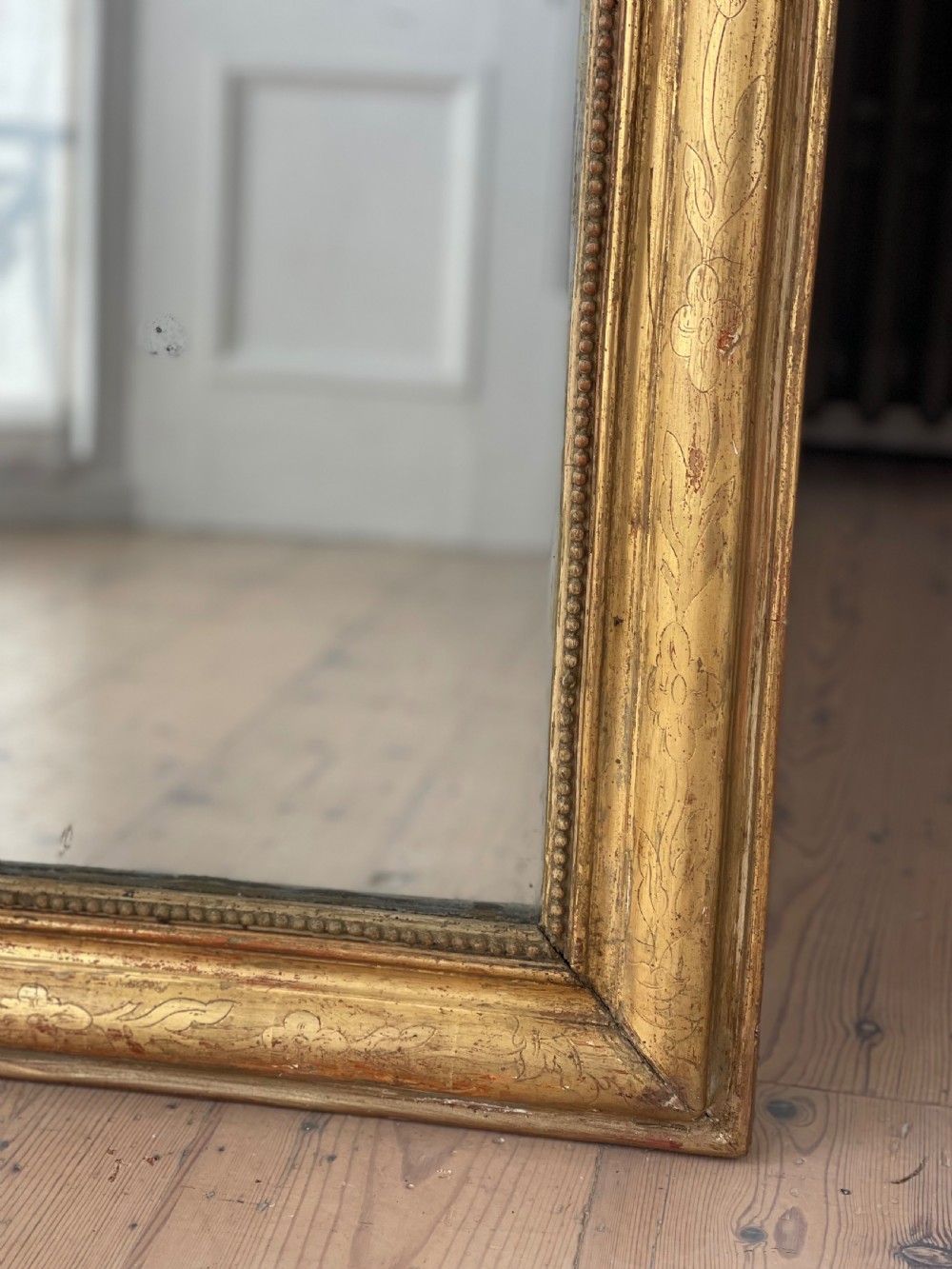 Antique French gilt Louis Philippe mirror - mercury glass View V