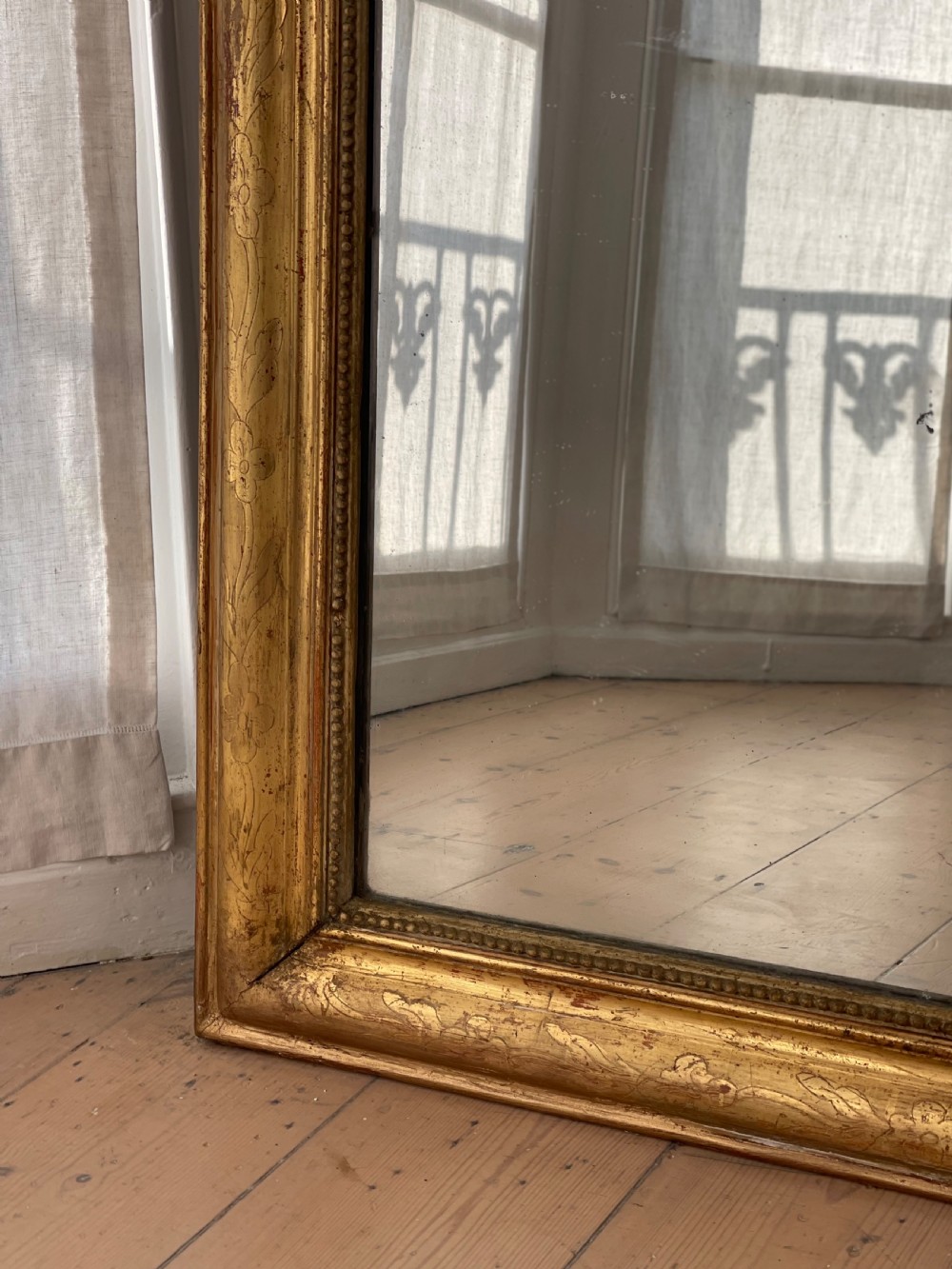Antique French gilt Louis Philippe mirror - mercury glass View VII