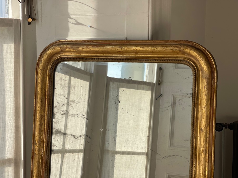 Antique French gilt Louis Philippe mirror - mercury glass View X