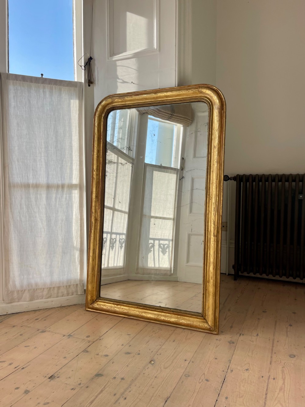 Antique French gilt Louis Philippe mirror - mercury glass View XI