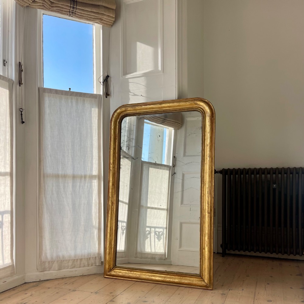 Antique French gilt Louis Philippe mirror - mercury glass View XII