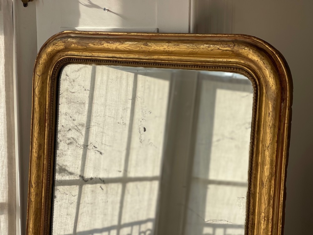 Antique French gilt Louis Philippe mirror - mercury glass View XV