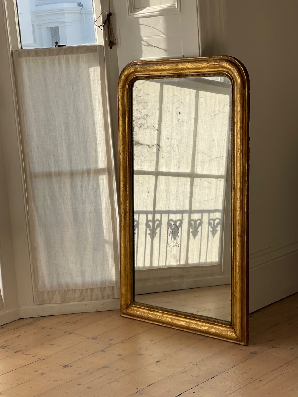 Antique French gilt Louis Philippe mirror - mercury glass View XVI