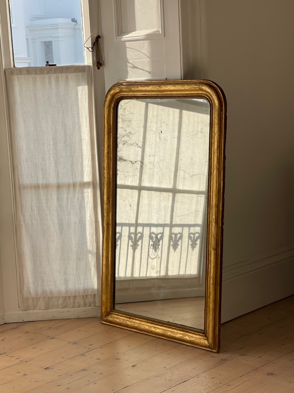 Antique French gilt Louis Philippe mirror - mercury glass View XVII