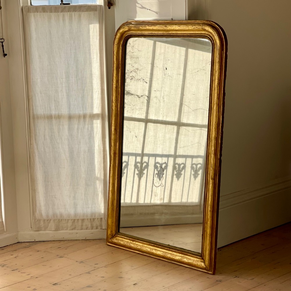 Antique French gilt Louis Philippe mirror - mercury glass View XVIII