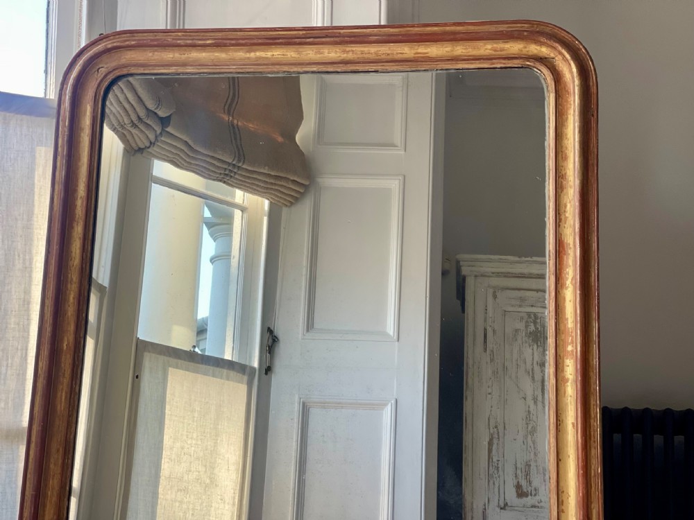 Large antique French worn gilt mirror View II
