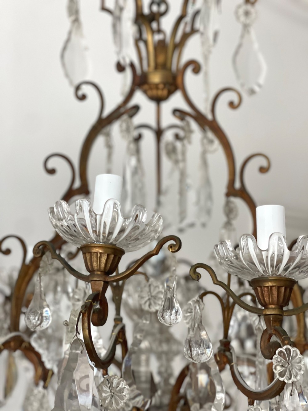 Large antique French crystal 8 arm chandelier View III