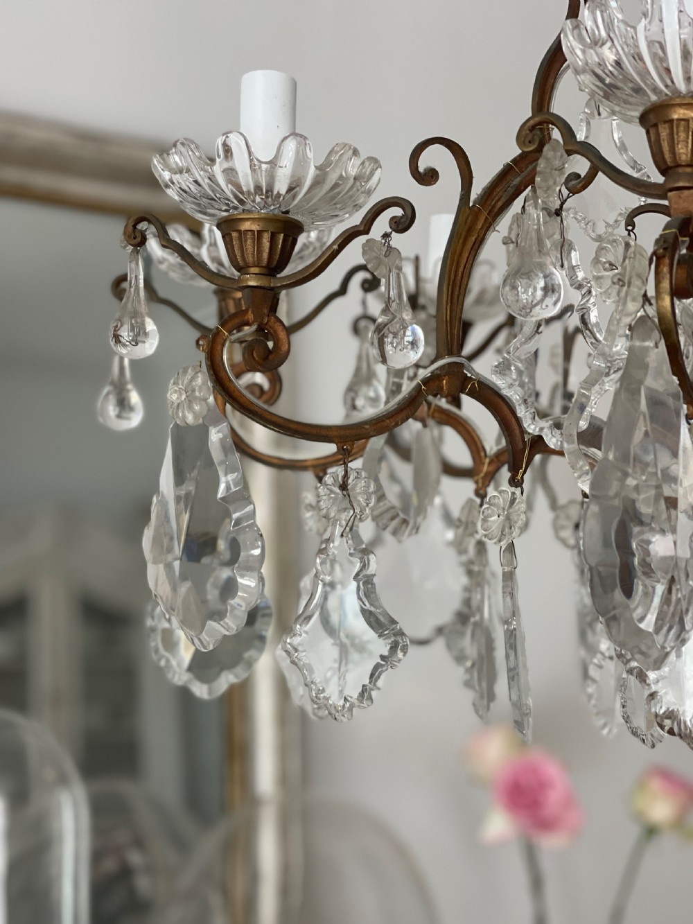 Large antique French crystal 8 arm chandelier View IV