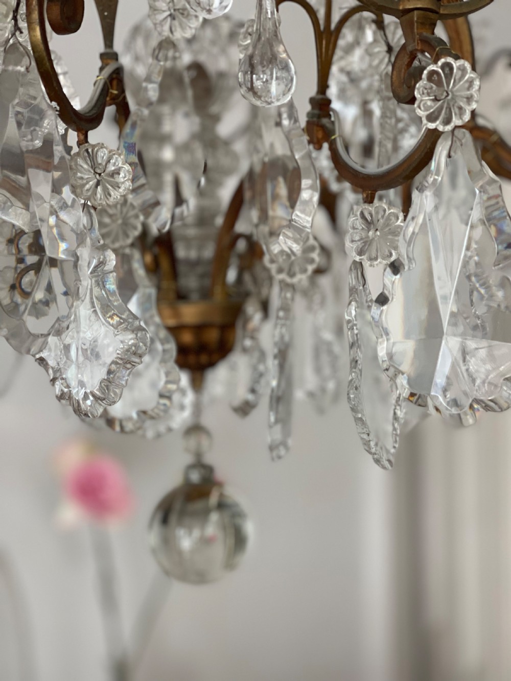 Large antique French crystal 8 arm chandelier View VI