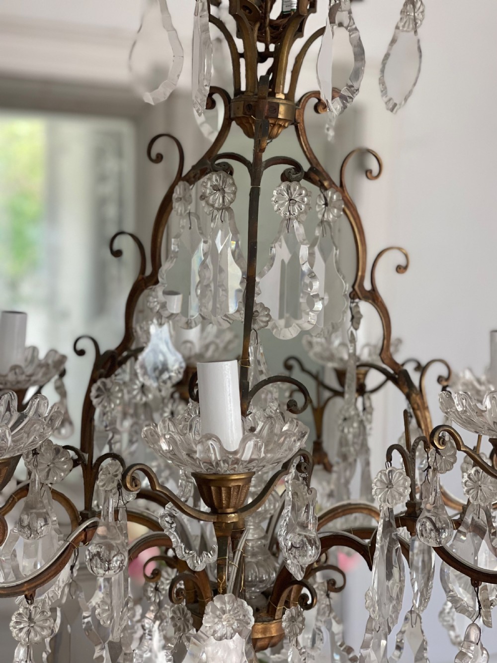 Large antique French crystal 8 arm chandelier View VII