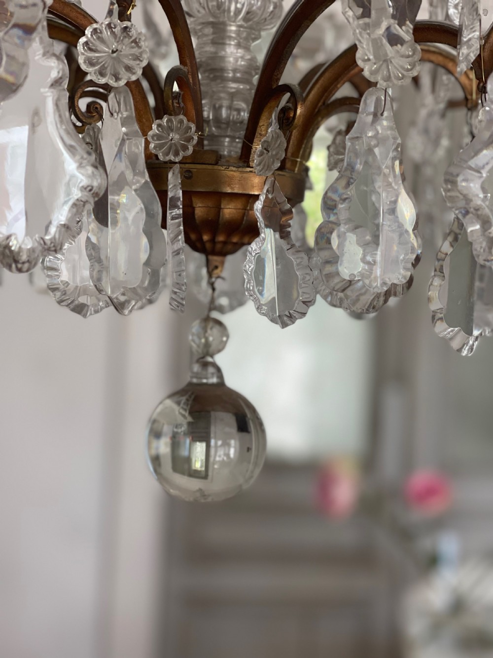 Large antique French crystal 8 arm chandelier View VIII