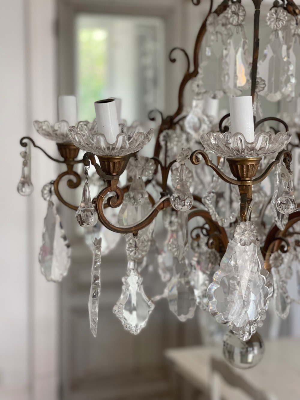 Large antique French crystal 8 arm chandelier View X