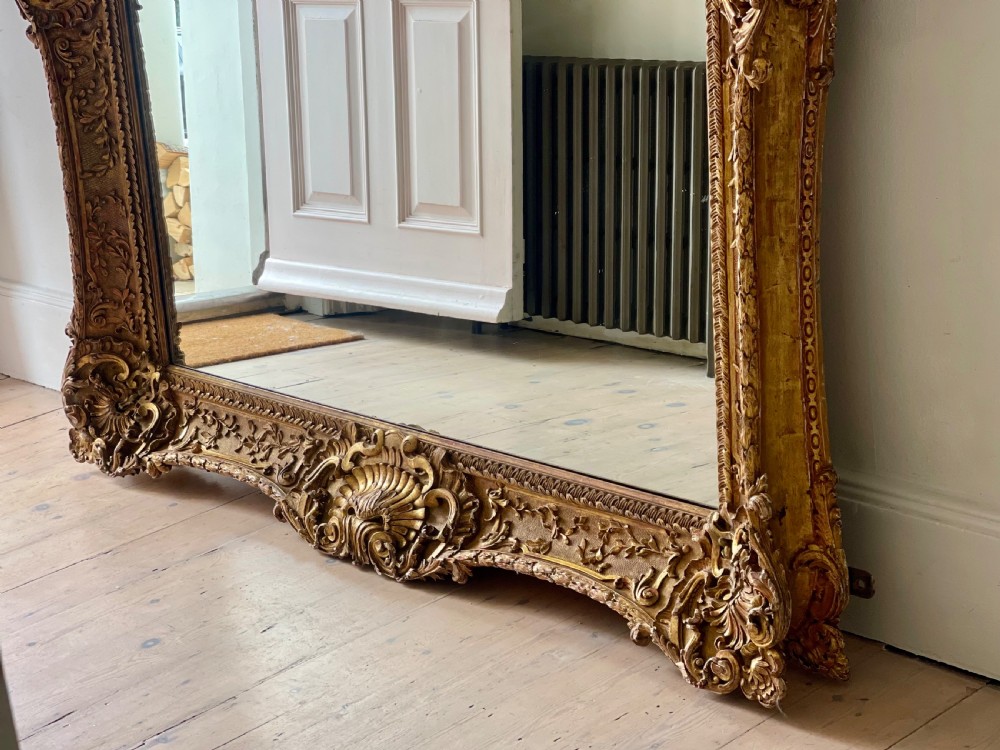 Large antique French gilt wood leaner mirror View VIII