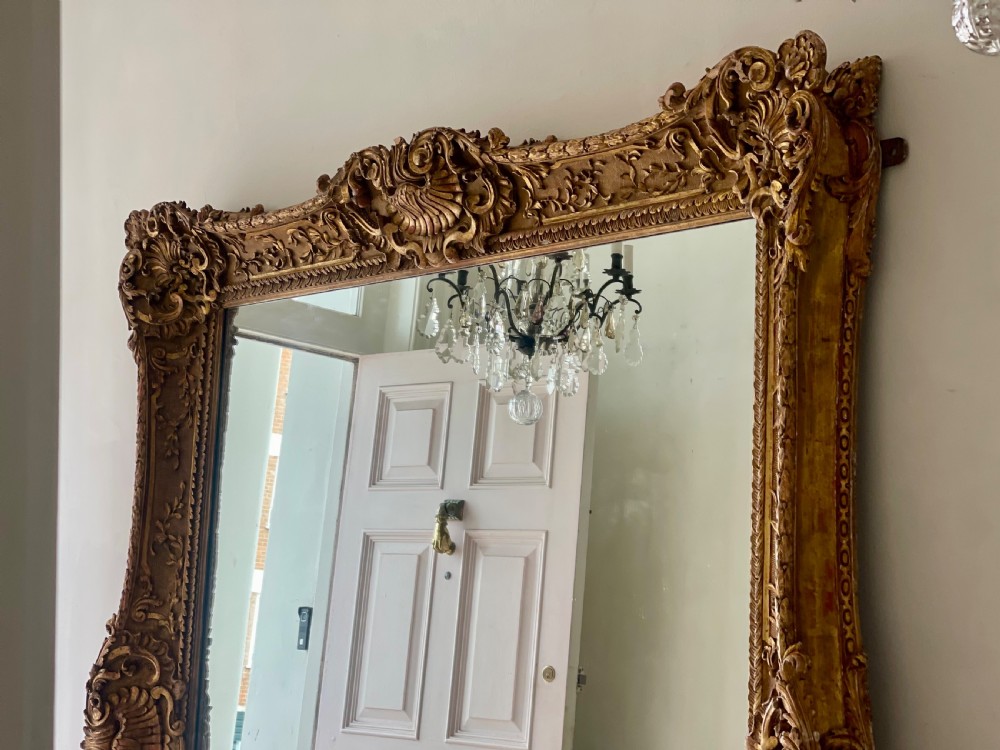Large antique French gilt wood leaner mirror View XIII