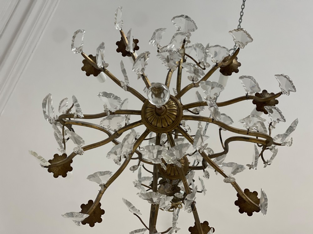 Large antique French cage chandelier View II