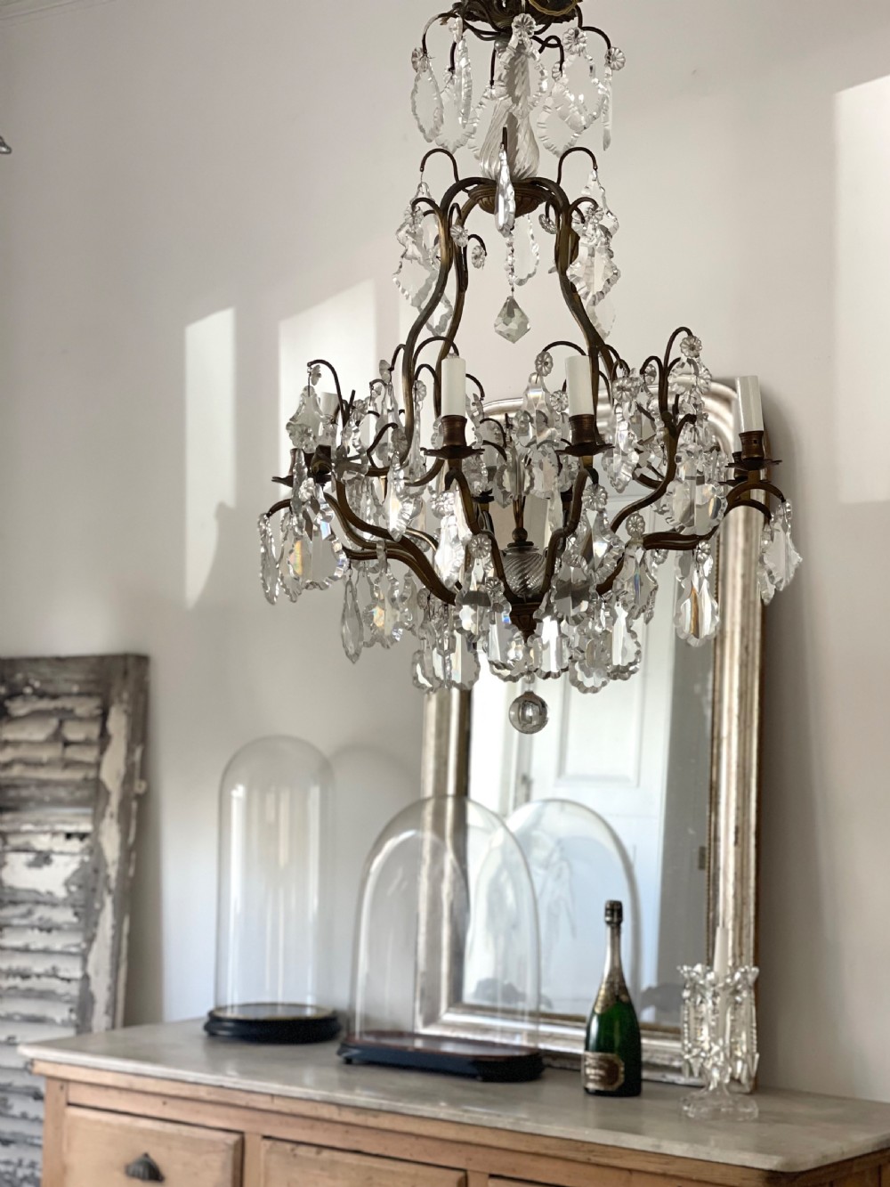 Large antique French cage chandelier View IV