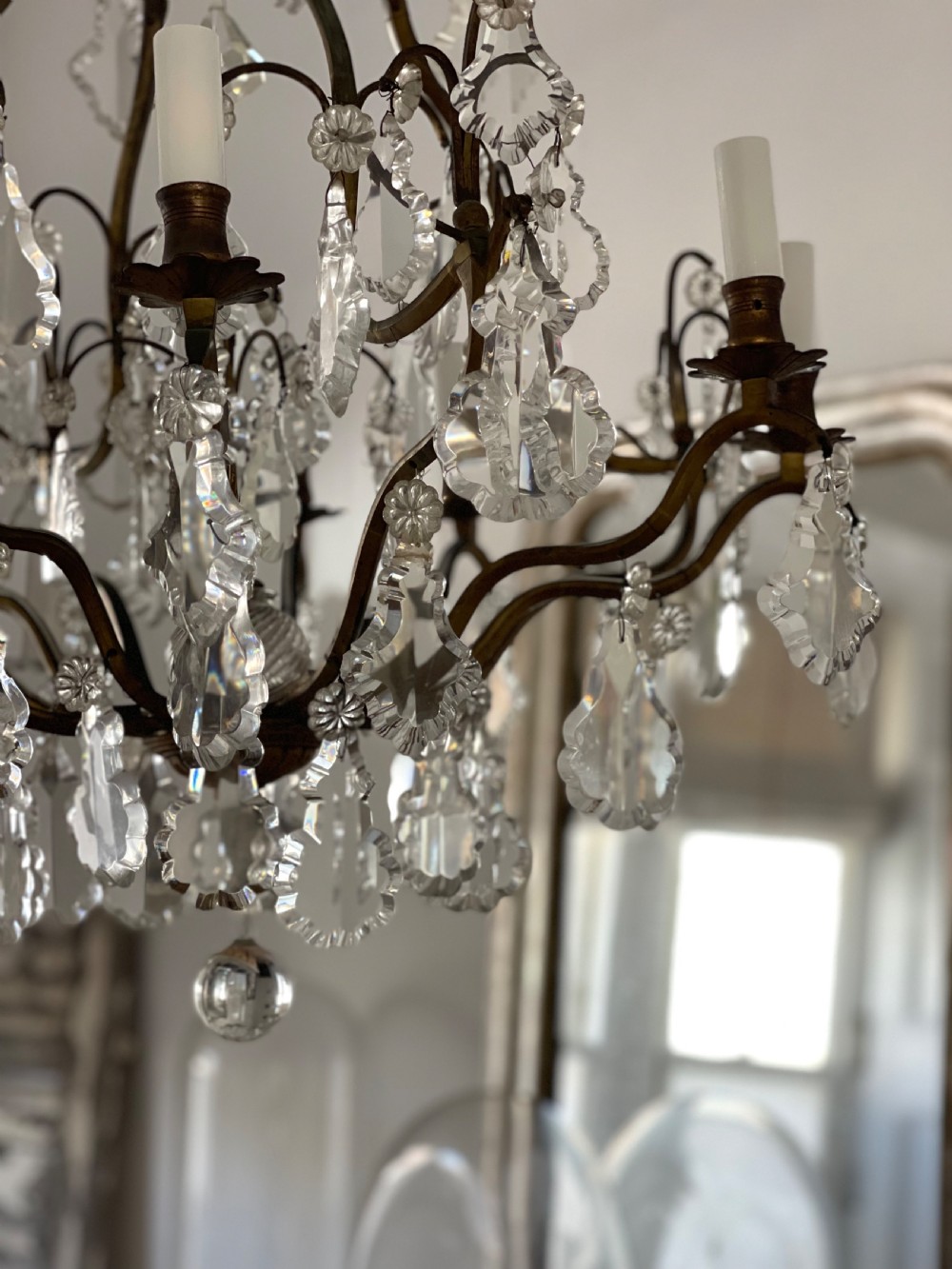 Large antique French cage chandelier View V