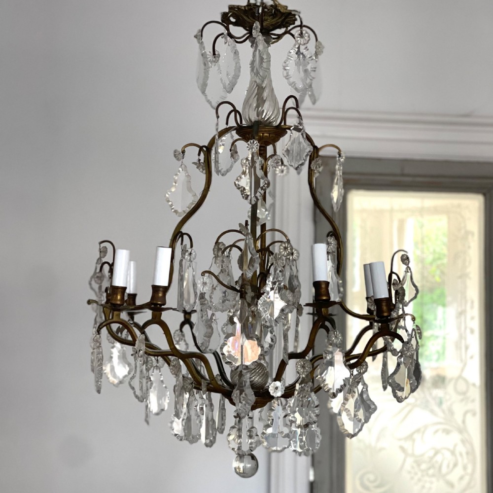 Large antique French cage chandelier View VI