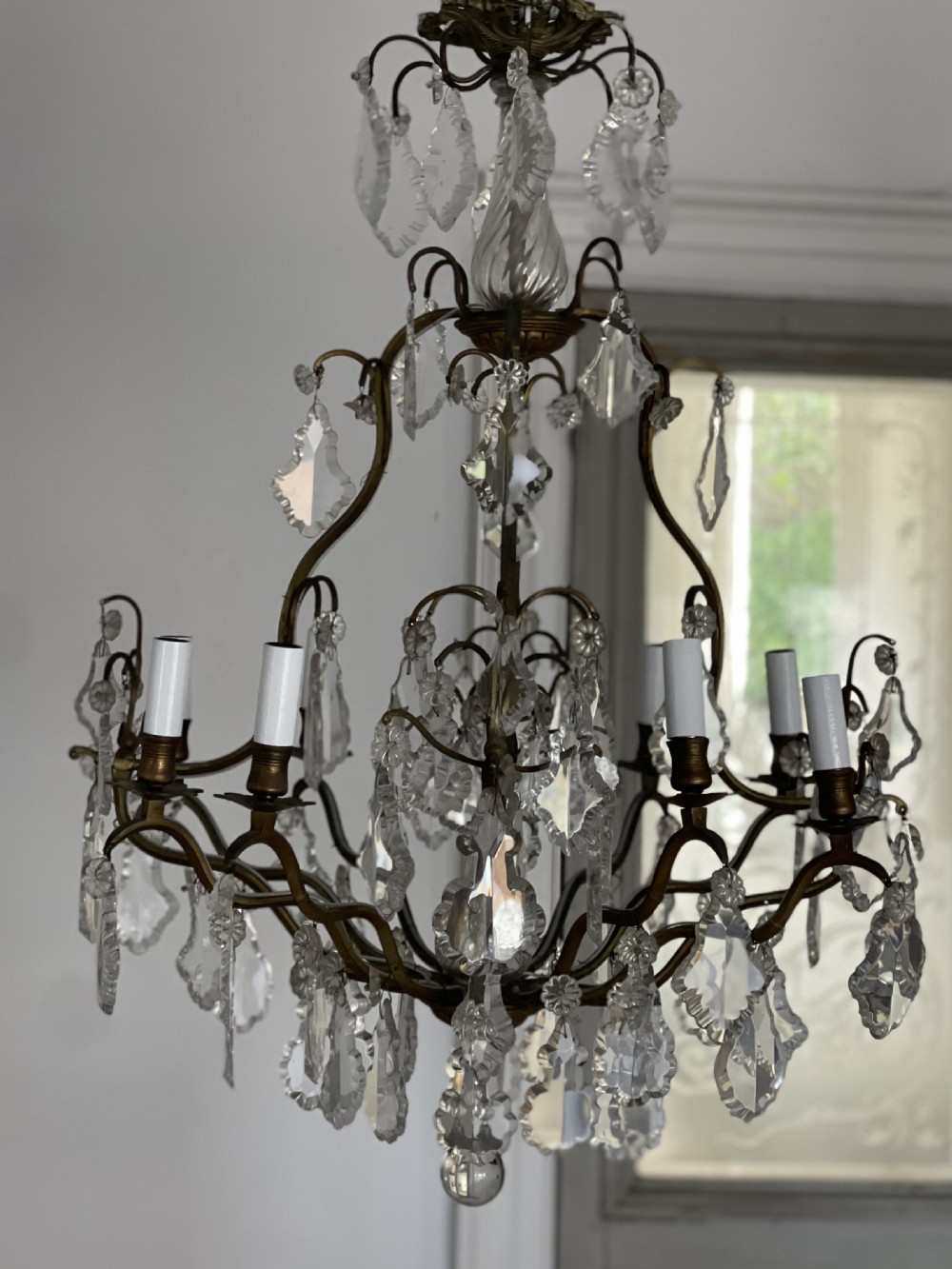 Large antique French cage chandelier View VIII