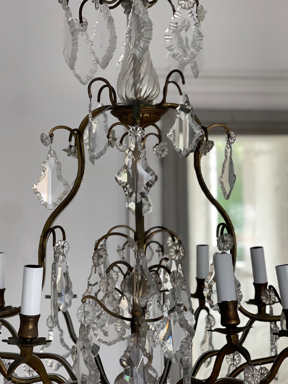 Large antique French cage chandelier View XI