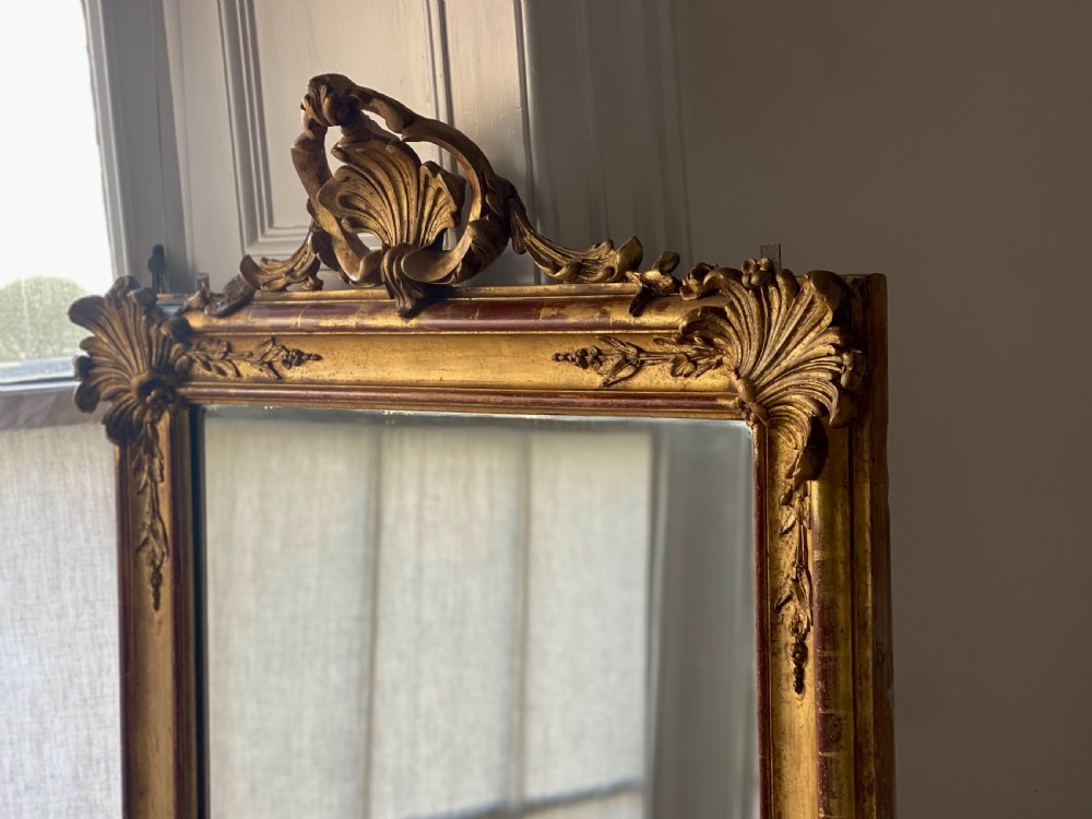 Large antique French gilt leaner mirror - mercury glass View VII