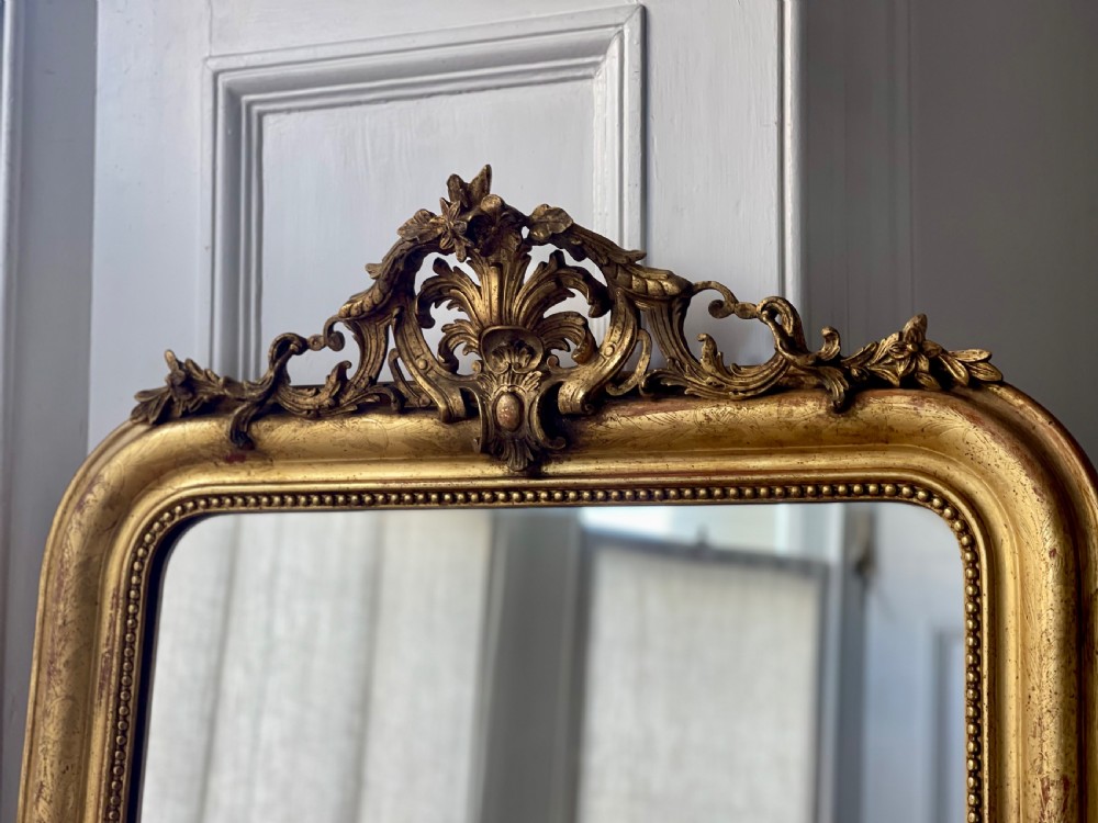 Antique French gilt Louis Philippe mirror with crest View III