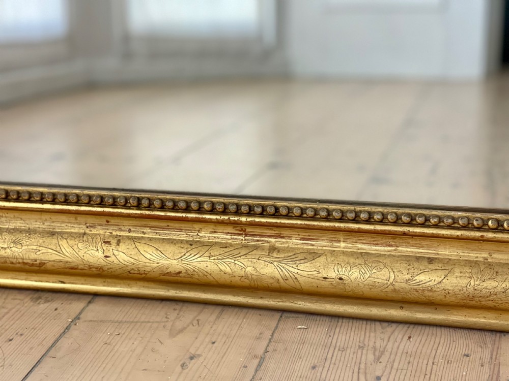 Antique French gilt Louis Philippe mirror with crest View V