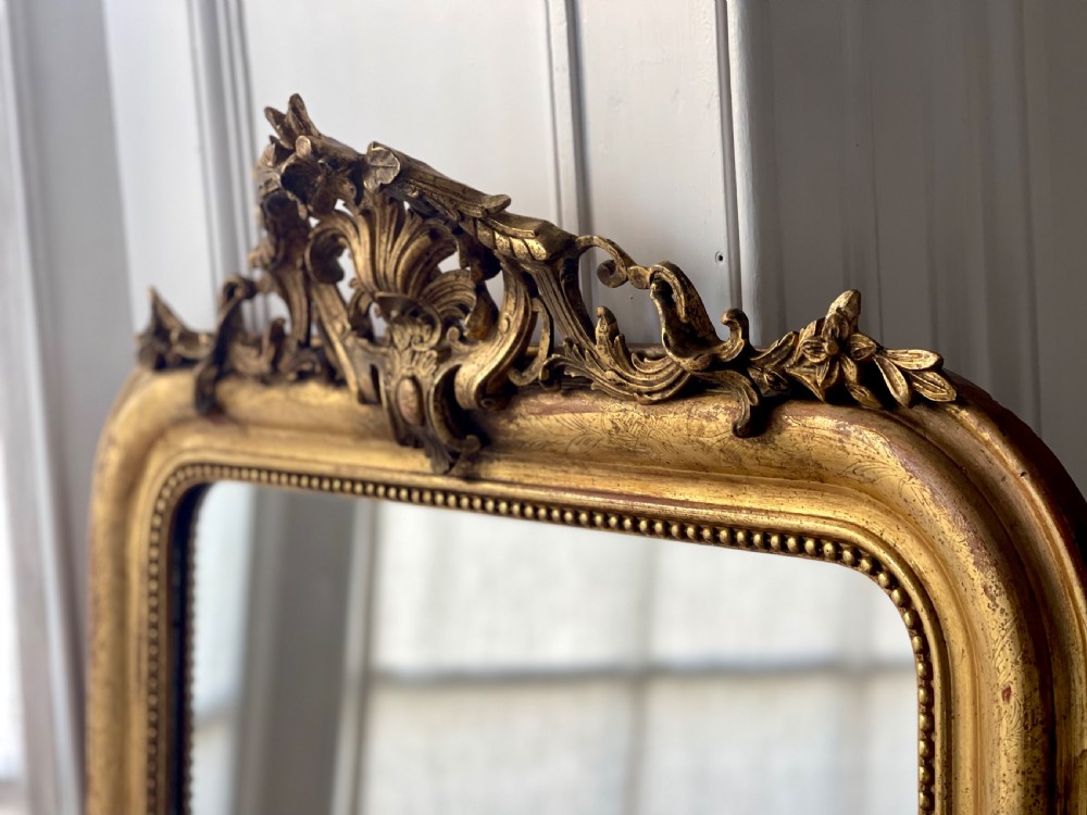 Antique French gilt Louis Philippe mirror with crest View VII