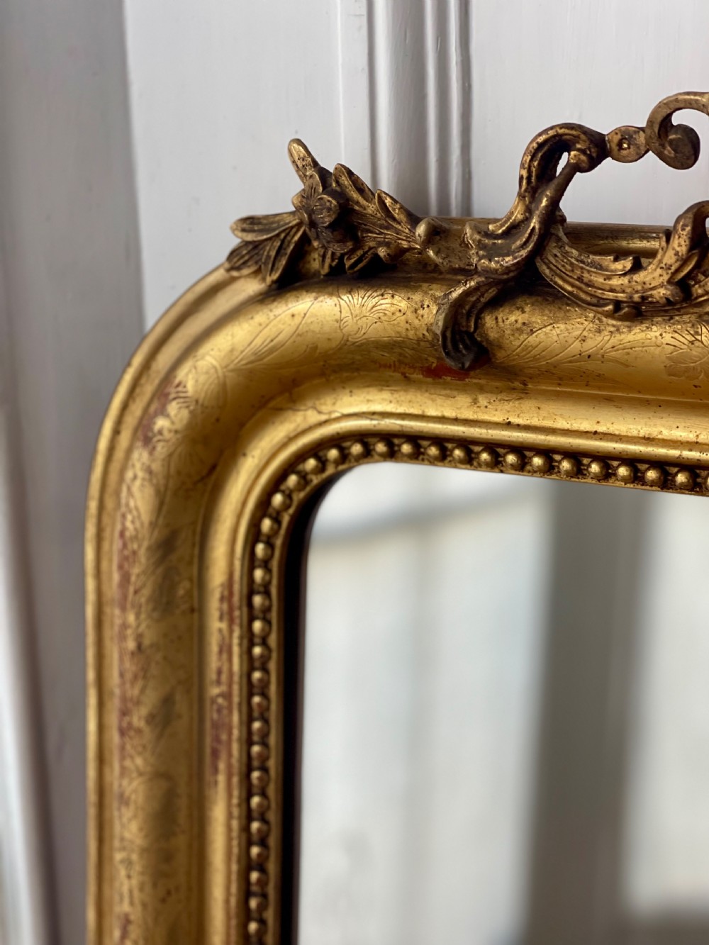 Antique French gilt Louis Philippe mirror with crest View VIII