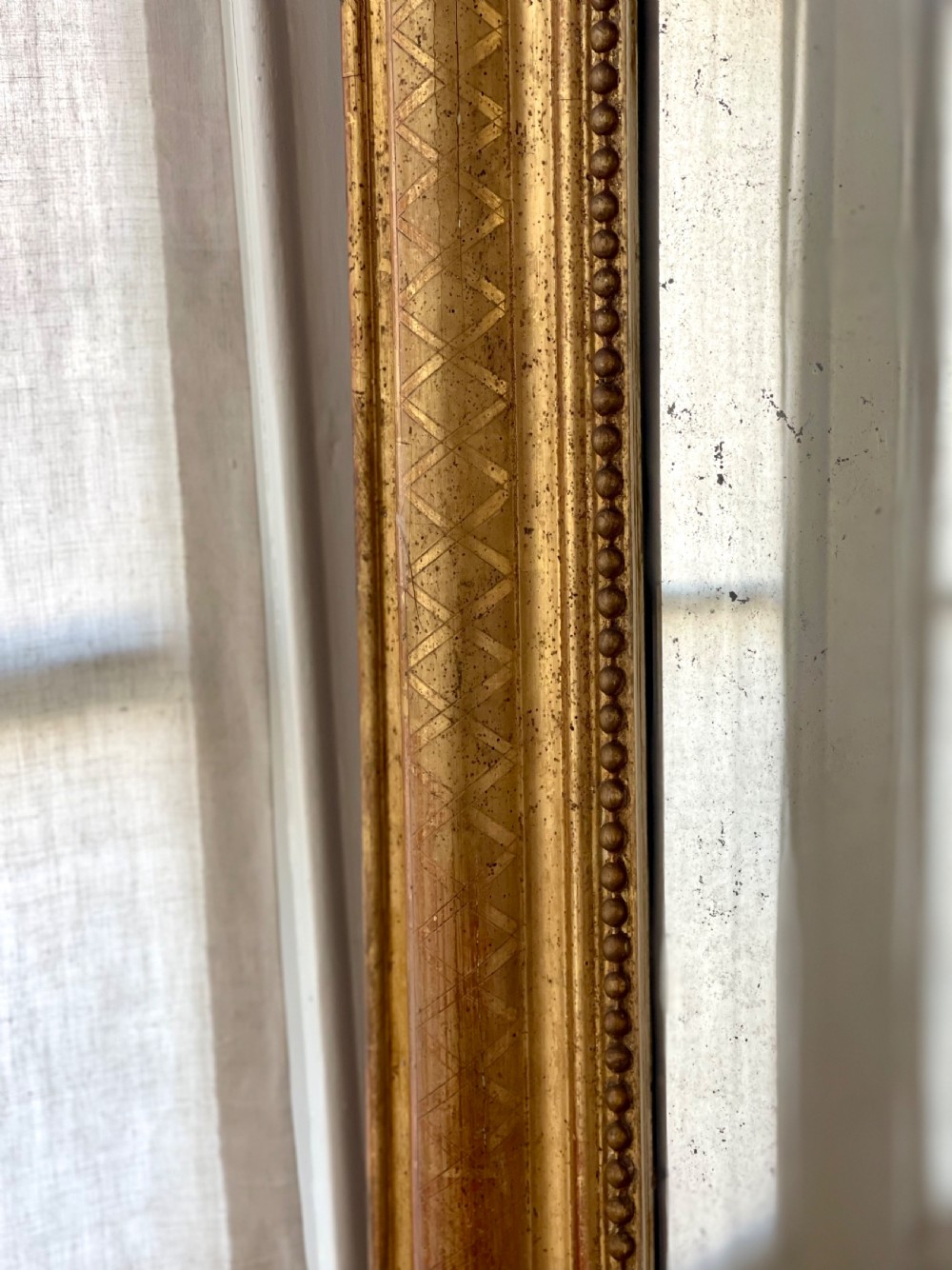 Large antique French gilt mirror - mercury glass View IV