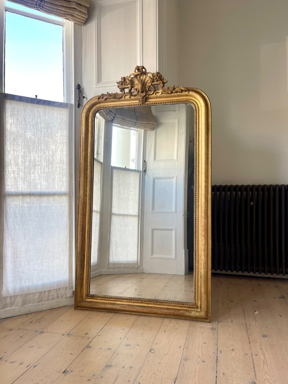 Large antique French gilt mirror - mercury glass View VIII